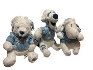 Disney Winnie The Pooh Tigger Eeyore Sweater White Holiday Stuffed Plushes